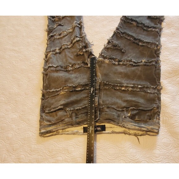 Valabasas Mens Jeans Size 40 Black Stacked Distressed Denim Flares - Picture 7 of 12